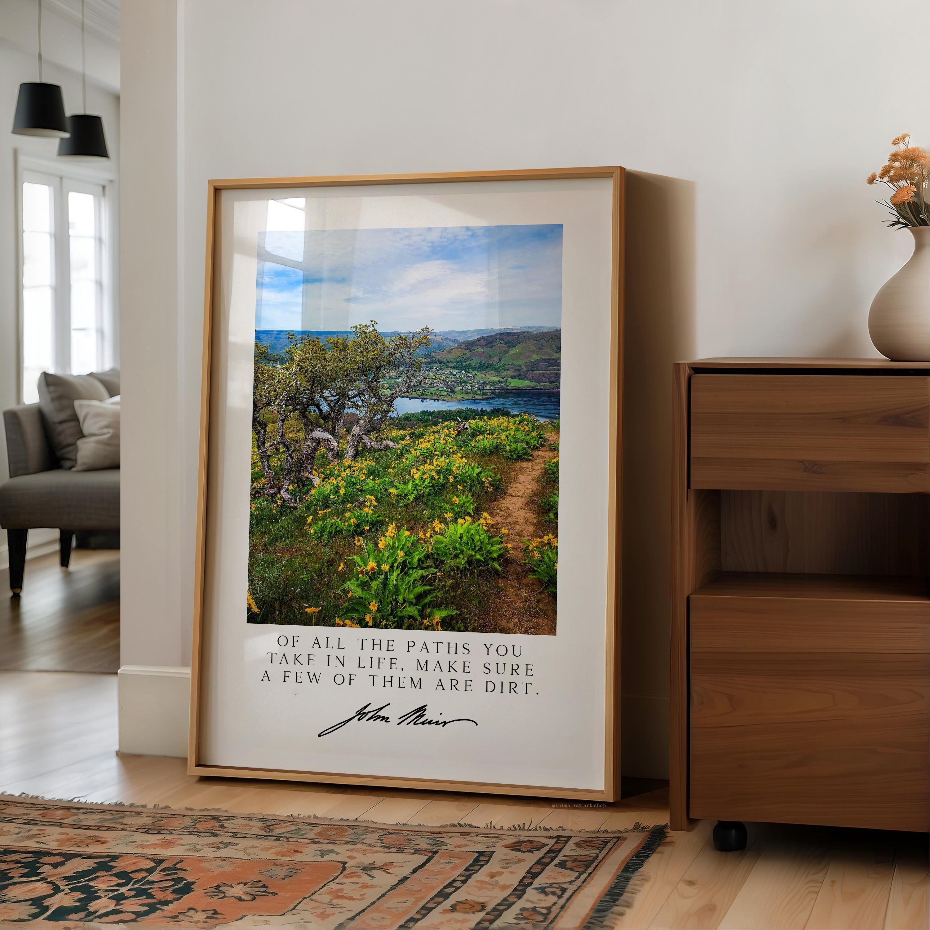 John Muir Quote Wall Art, Of All the Paths You Take in Life Photography Print, Tom McCall Point Trail Oregon Nature Décor