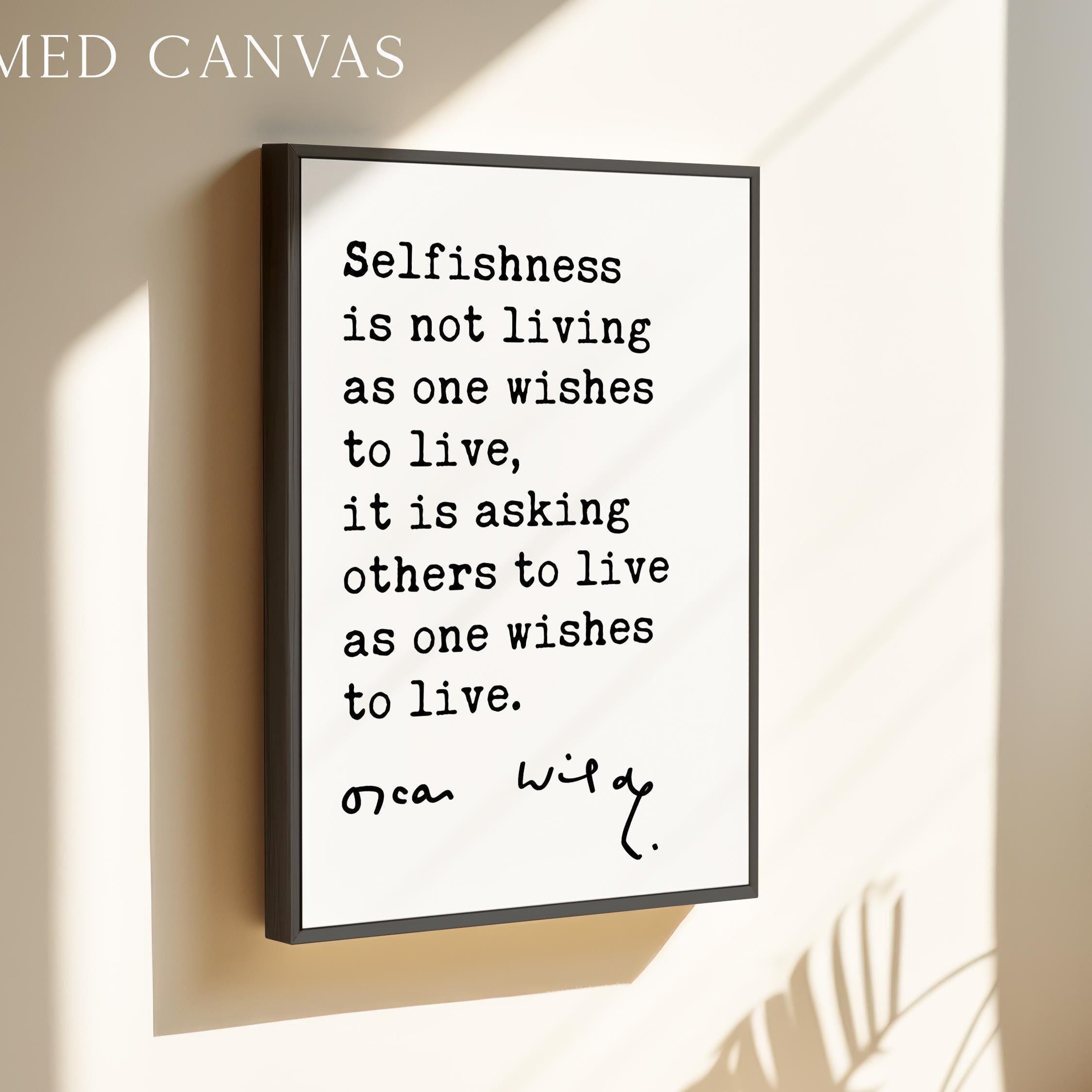 Oscar Wilde Quote Print, Selfishness Wall Art, Literary Typography, Book Lover Gift