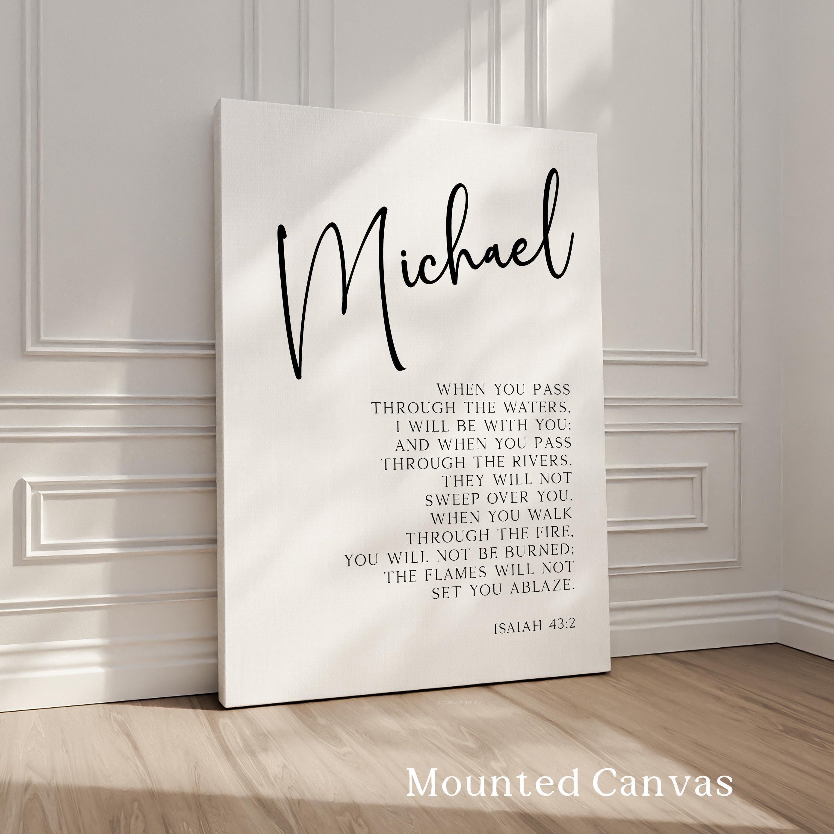 Isaiah 43:2, When you pass through the waters, I will be with you..., Personalized Typography Art Print, Inspirational, Faith