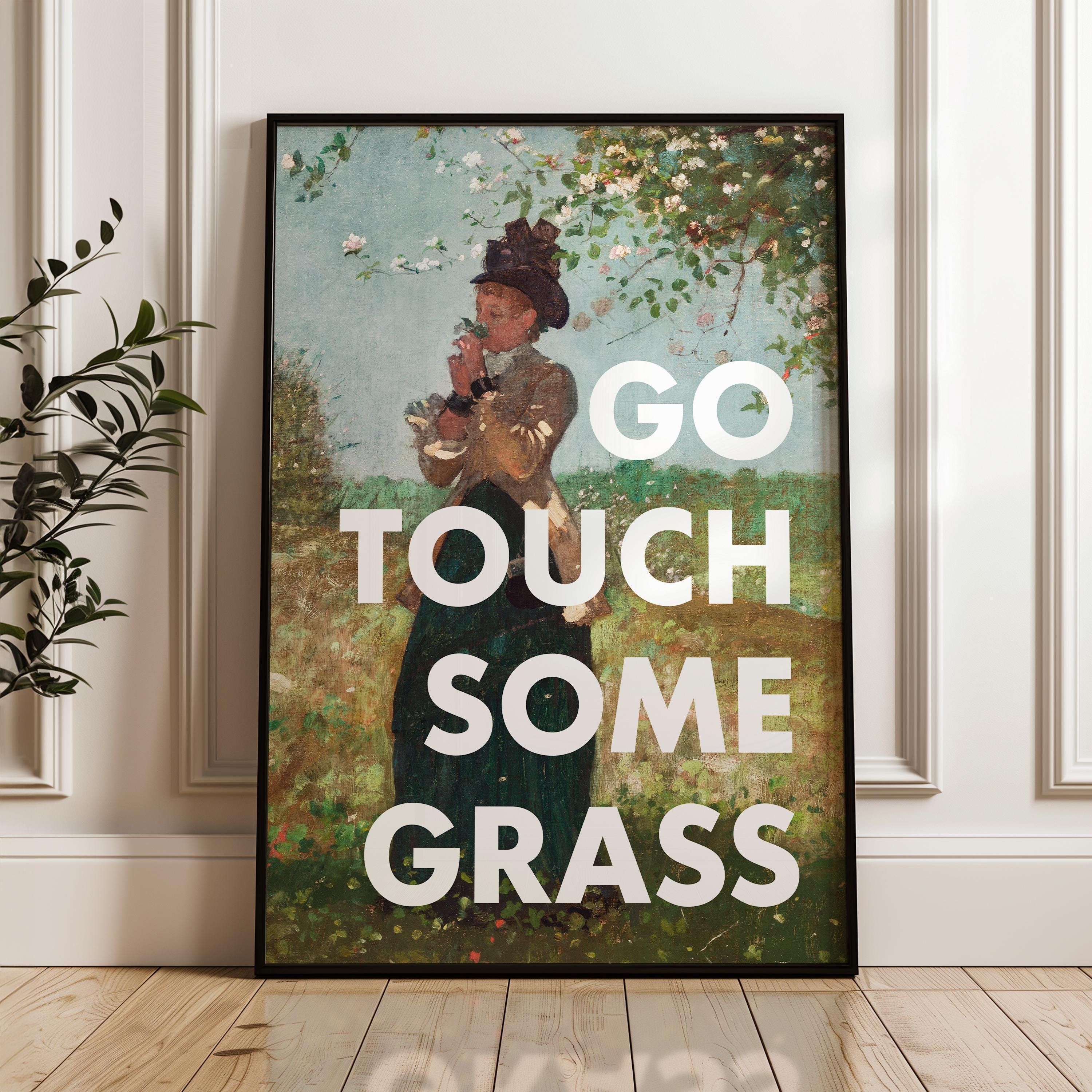 Go Touch Some Grass Typography Art Print - Gift Ideas for Nature Lovers