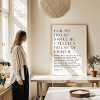 For my house shall be called a house of prayer... Typography Art Print, Isaiah 56:7, Faith, Gift