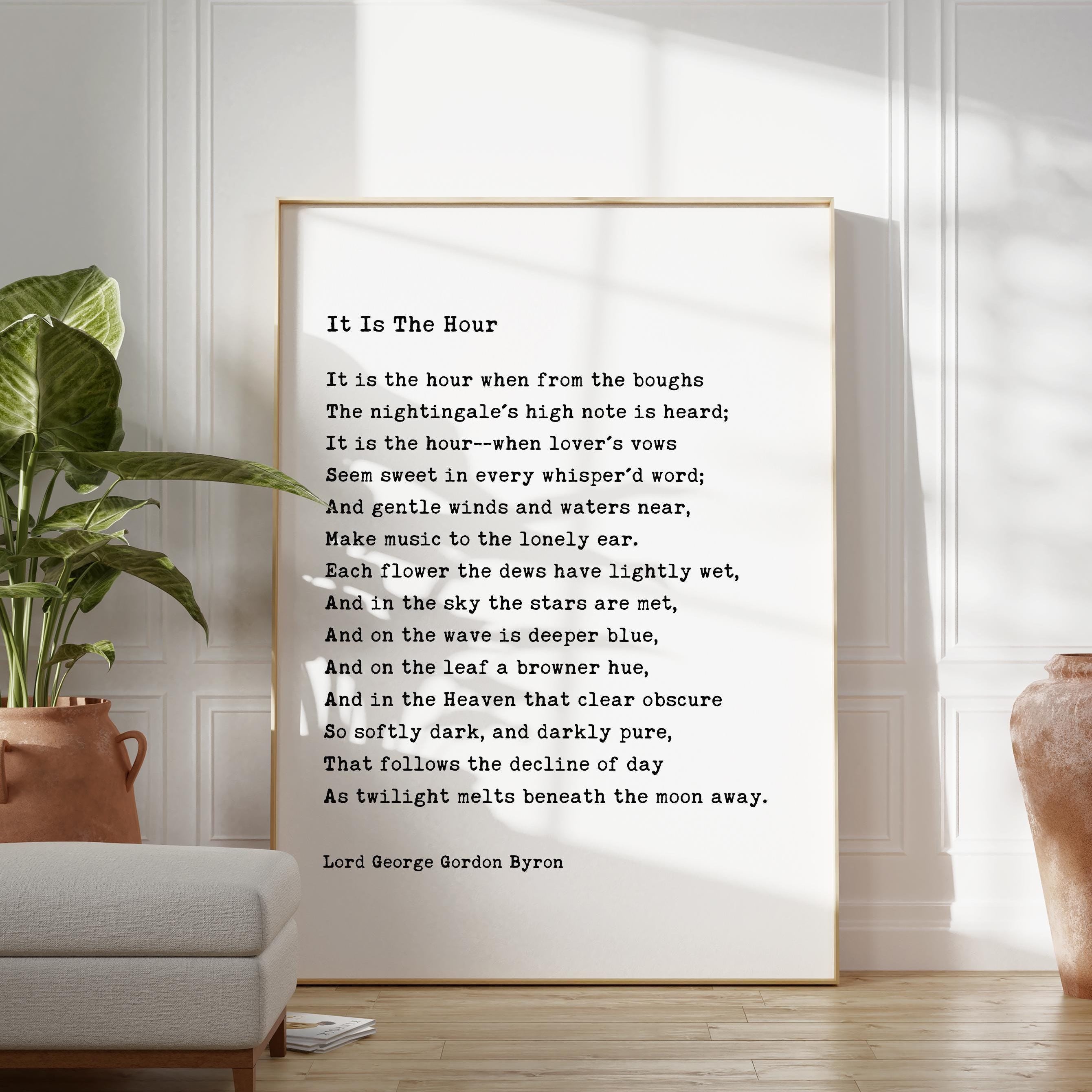 It Is The Hour • George Gordon Byron Poem • Typography Art Print • (1816)