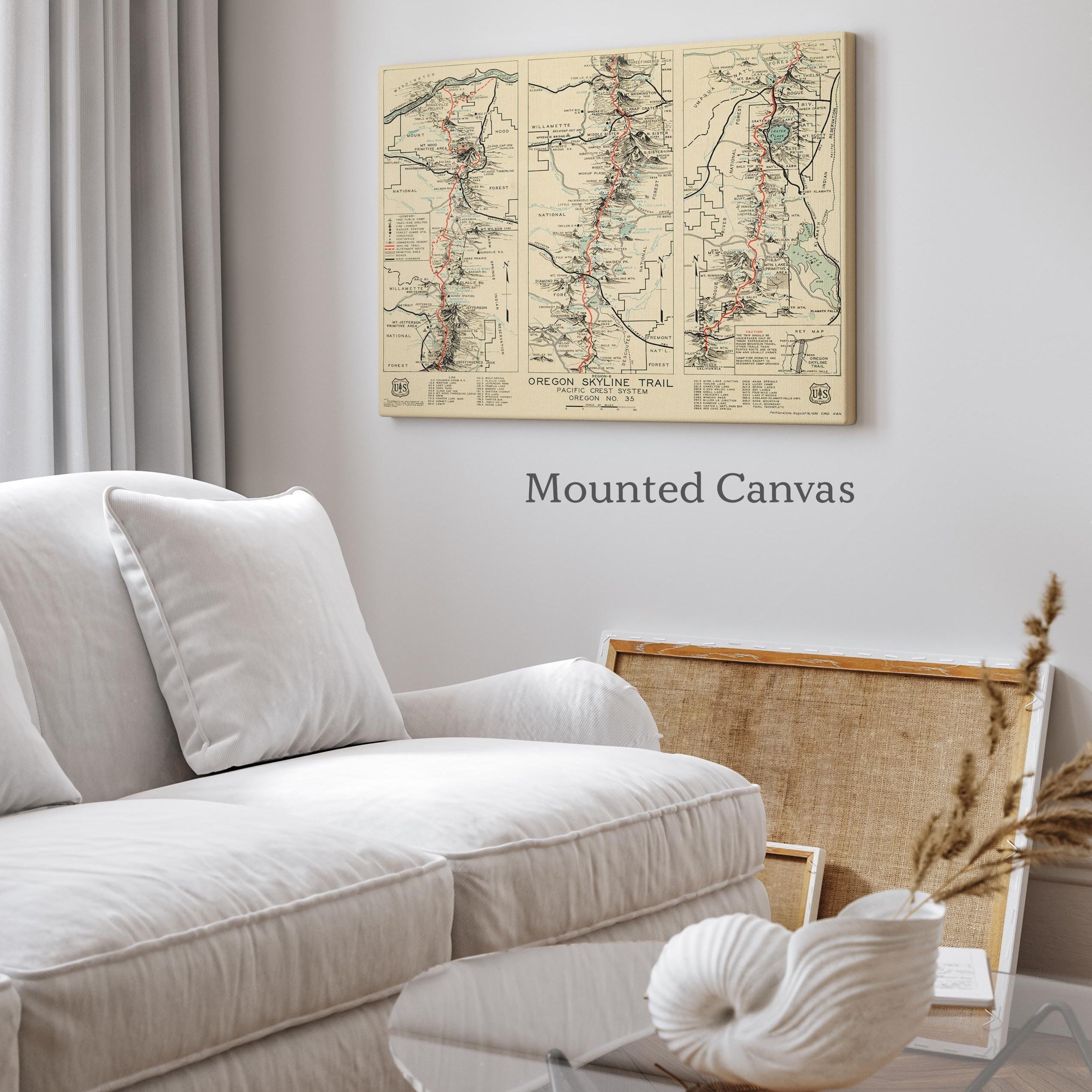 Oregon Skyline Trail: Vintage Trail Map Art Print, 1936 US Forest Service