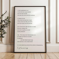 of this sunset(which is so filled with fear people bells) by E.E. Cummings Poem Typography Art Print (1925)