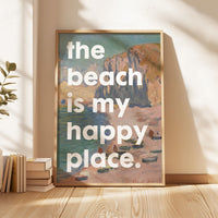 The Beach Is My Happy Place Typography Art Print with Monet, Travel, Adventure, Vacation