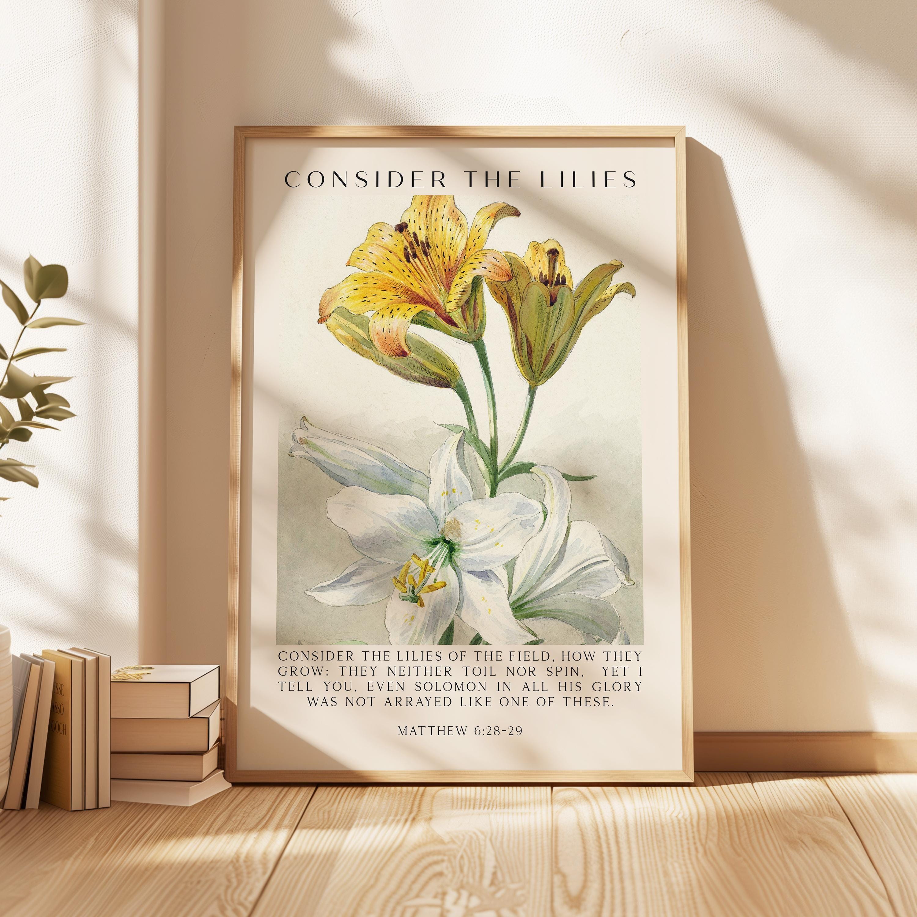 Consider the Lilies, Scripture Wall Art - Matthew 6 28–29 Verse