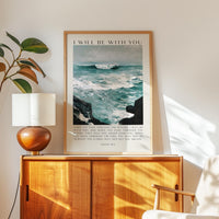 Christian Wall Art, Isaiah 43:2 Scripture Print, Winslow Homer Seascape, I Will Be With You