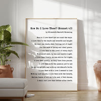 How do I love thee? Let me count the ways , Elizabeth Barrett Browning Poem, Typography Art Print, Wedding, Anniversary, 1850