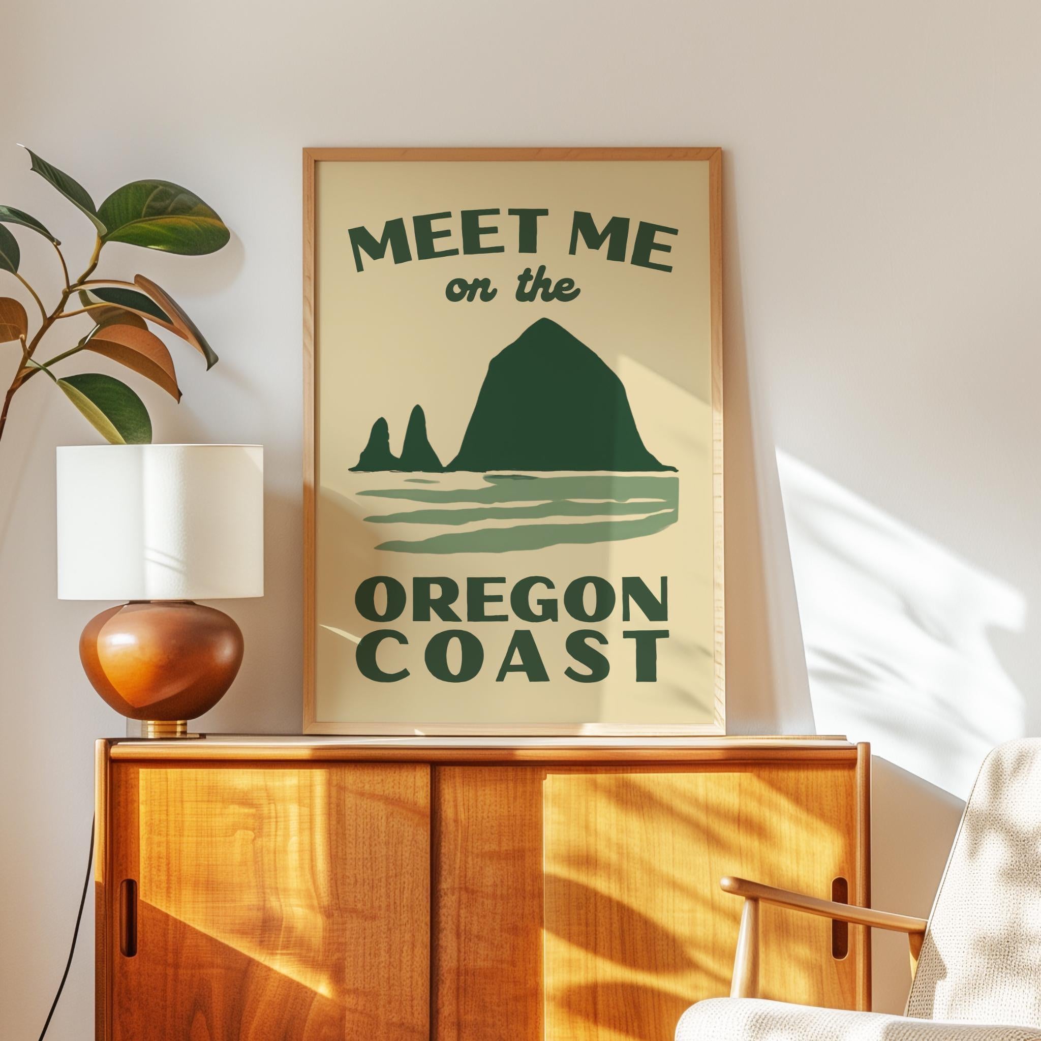 Meet Me on the Oregon Coast Print, Wall Art, Pacific Northwest Decor, Coastal Travel