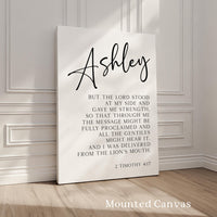But The Lord Stood At My Side, 2 Timothy 4:17, Personalized Typography Art Print