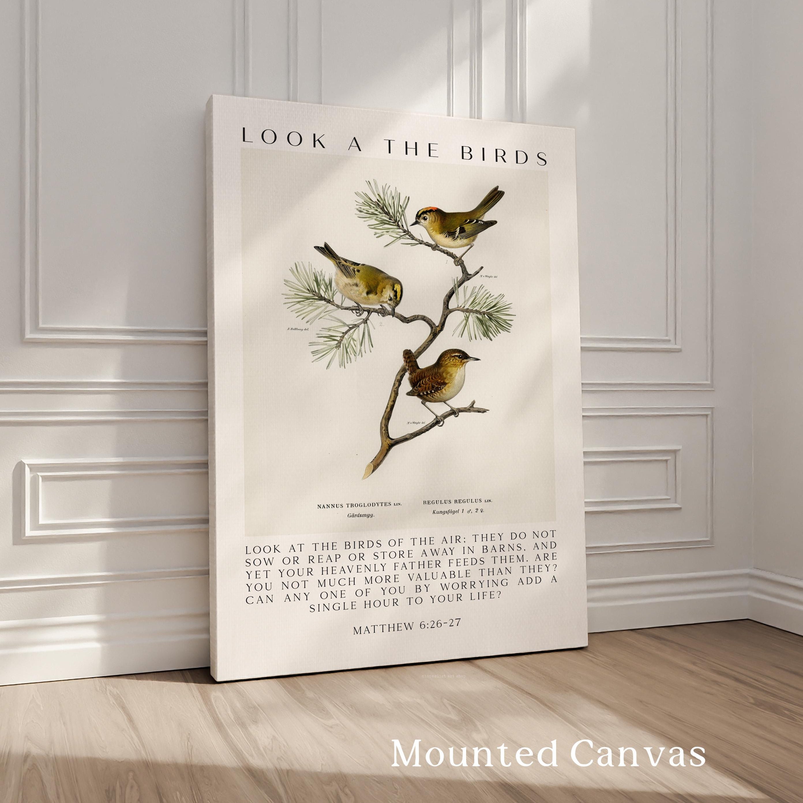 Matthew 6:26-27 Bible Verse Print – Look at the Birds Scripture Wall Art