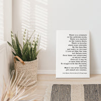 Lord Byron Quote, There is a pleasure in the pathless woods. Low Profile Mounted Canvas Typography Art Print (1818)