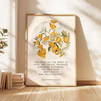 Fruit of the Spirit, Is love, joy, peace, patience, kindness, Galatians 5:22•23, Art Print