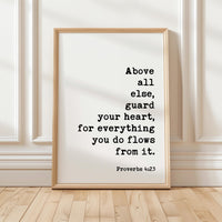 Proverbs 4:23 Art Print, Guard Your Heart Bible Verse Decor, Inspirational Christian Gift