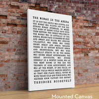 The Woman In The Arena Quote by Theodore Roosevelt, Typography Art Print - Inspirational - Entrepreneur - Affirmation