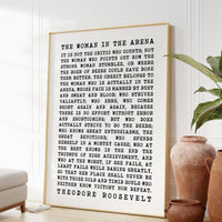 The Woman In The Arena Quote by Theodore Roosevelt, Typography Art Print - Inspirational - Entrepreneur - Affirmation