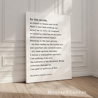 In the woods, we return to reason and faith., Ralph Waldo Emerson Quote, Typography Art Print, Nature (1836)