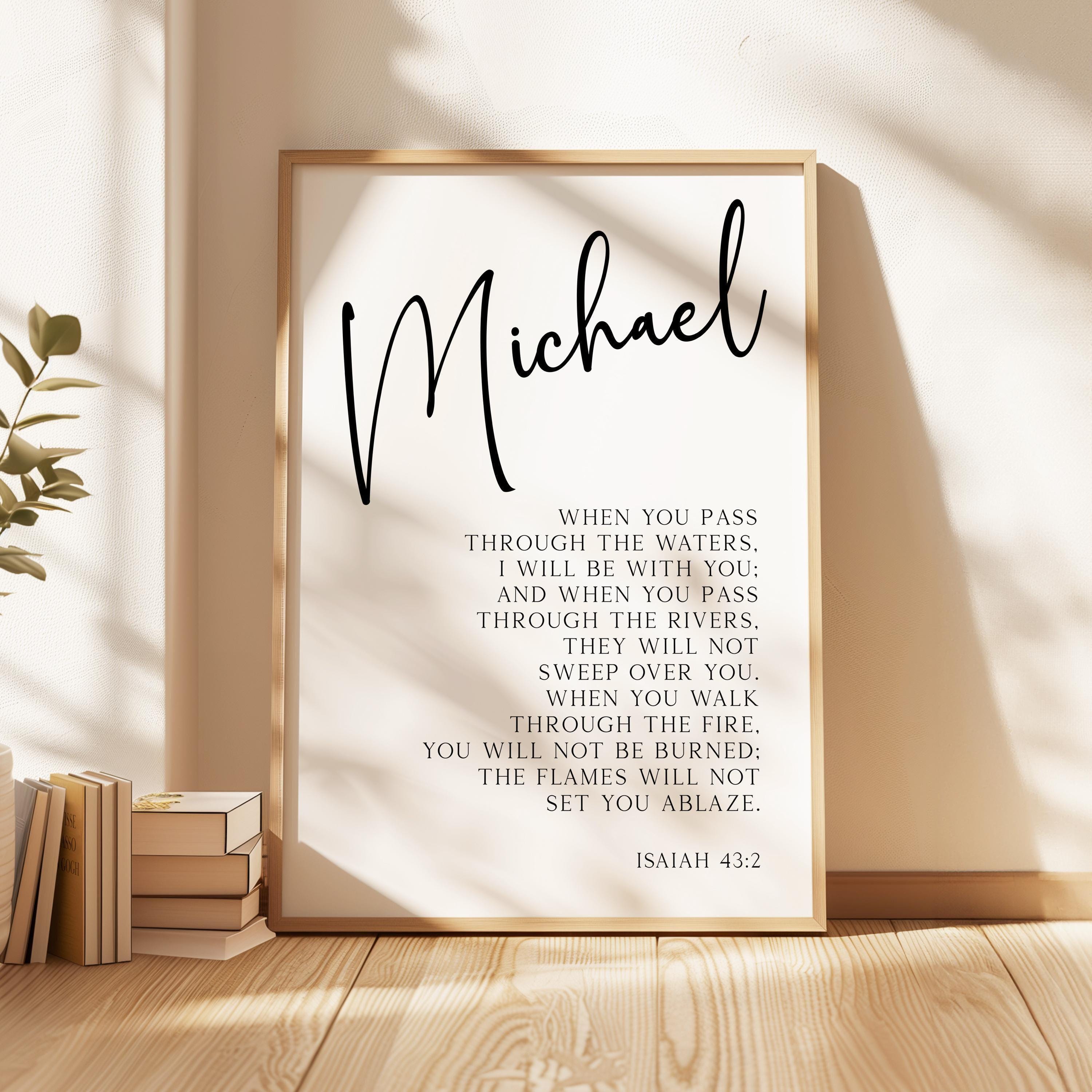 Isaiah 43:2, When you pass through the waters, I will be with you..., Personalized Typography Art Print, Inspirational, Faith