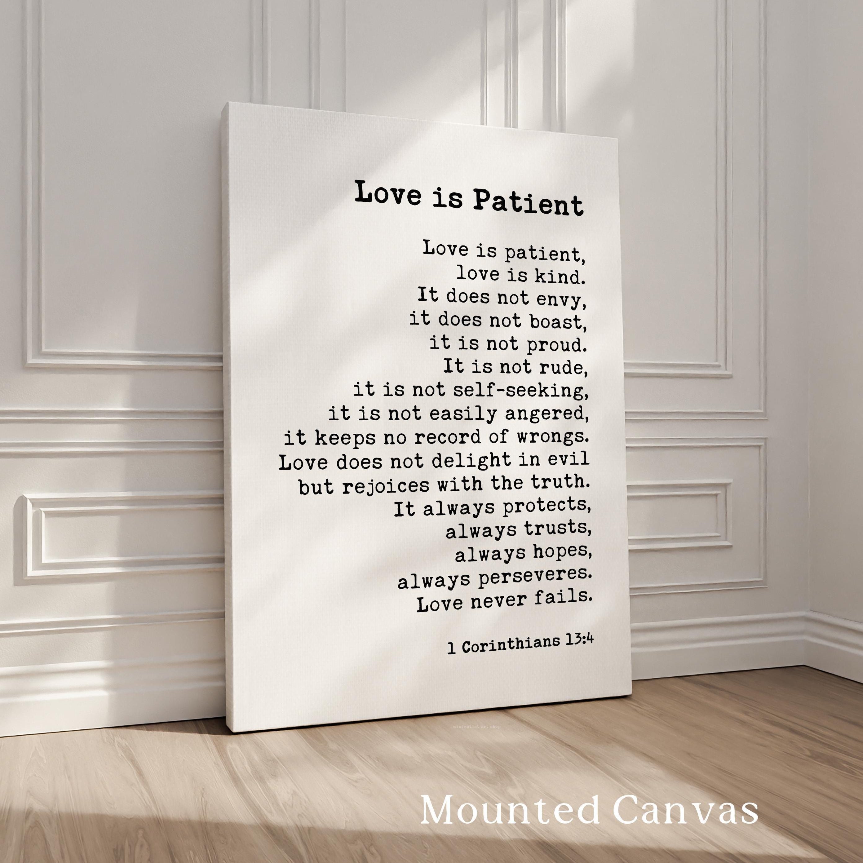 Love is Patient, is Kind, 1 Corinthians 13:4-8 Art Print, Wedding Gift