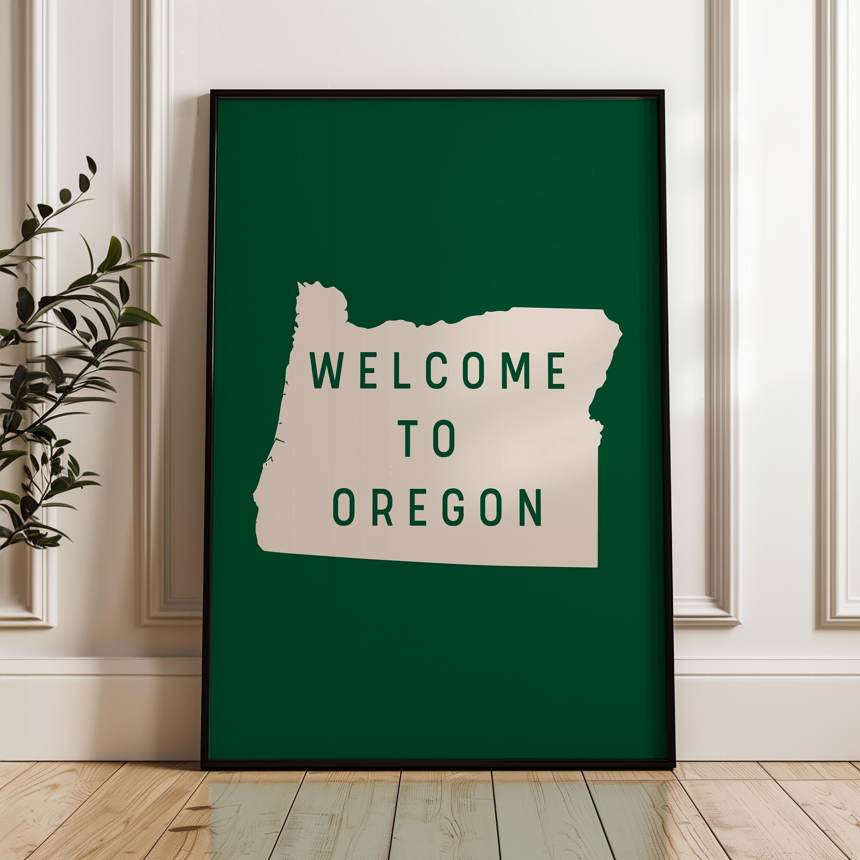 Welcome to Oregon Sign Art Print, Pacific Northwest Decor, PNW Decor, Travel Gift
