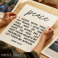 Christian Wall Art, Peace I Leave With You Print, John 14:27, Wall Decor