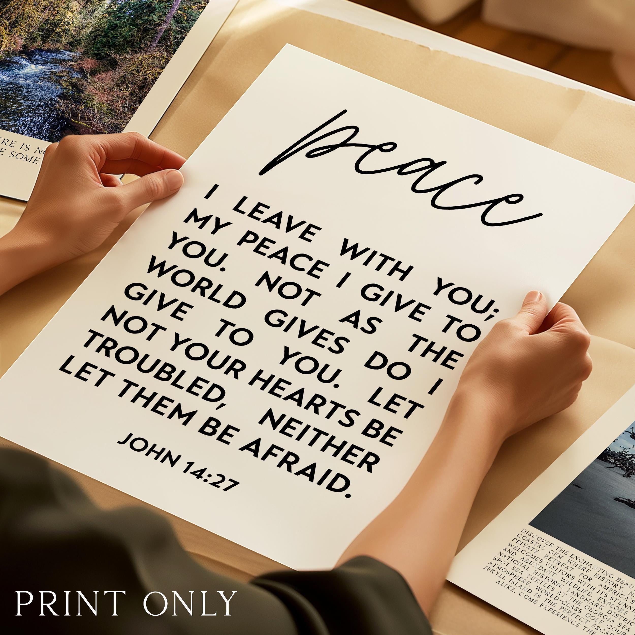 Christian Wall Art, Peace I Leave With You Print, John 14:27, Wall Decor