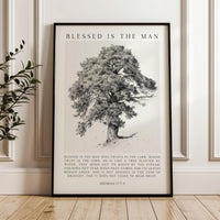 Blessed Is the Man Art Print, Inspirational Jeremiah 17:7–8 Verse with Tree Illustration