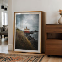 Coquille River Lighthouse Print in Bandon, Oregon, Moody Coastal Photography by Jessie Dysart