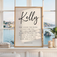Jeremiah 29:11 Bible Verse Personalized Print, For I Know The Plans, Christian Wall Art