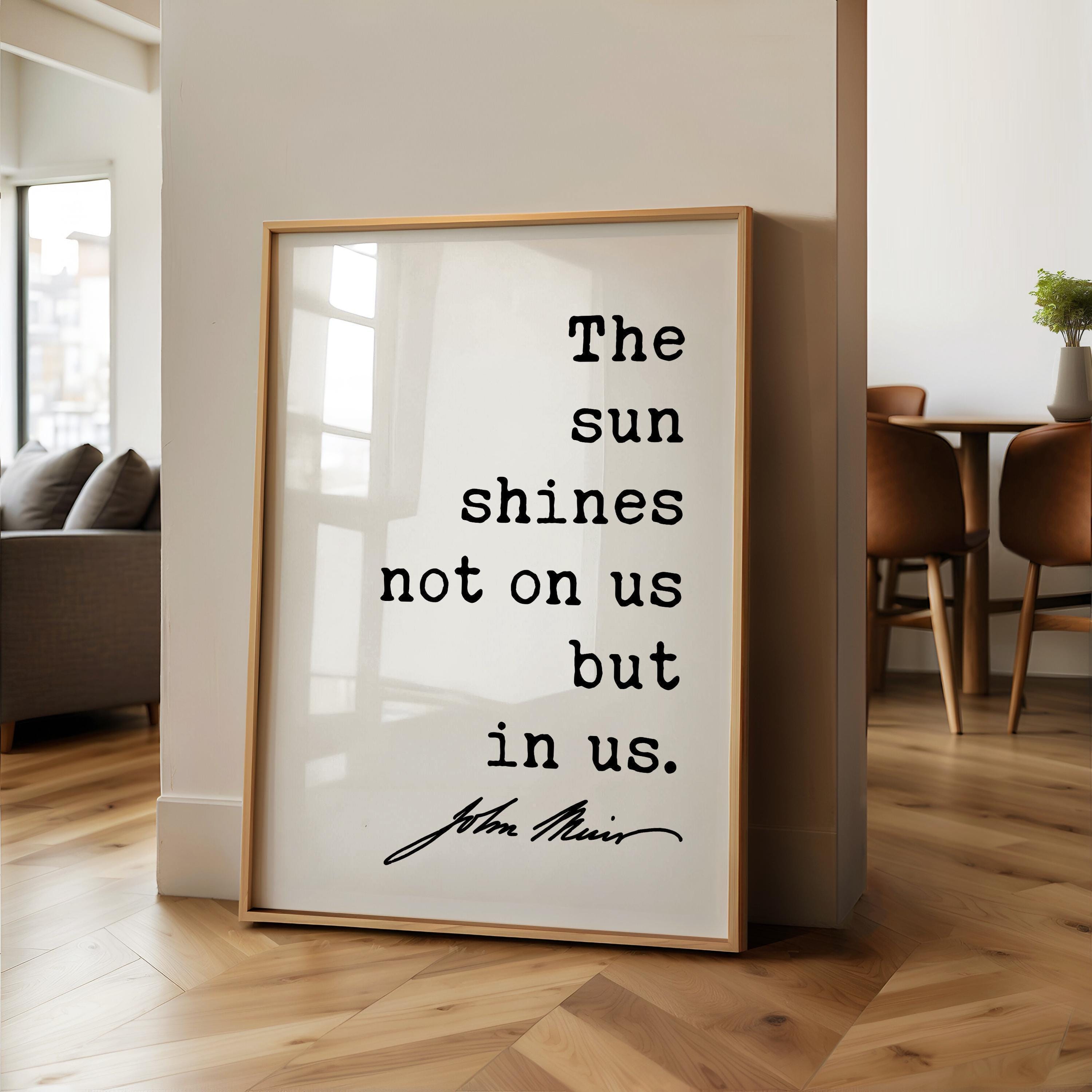 The sun shines not on us but in us., John Muir Quote Typography Art Print, Nature Lover