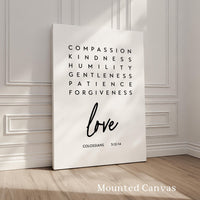 Christian Wall Art Colossians 3, Compassion Kindness Love Print, Scripture Art, Bible Verse Gift