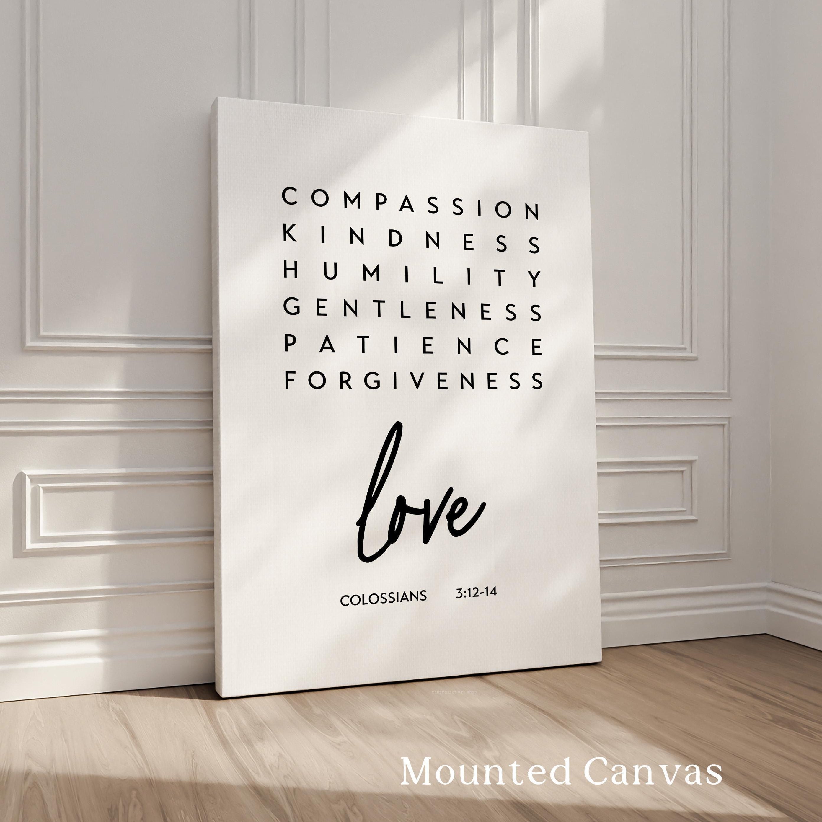 Christian Wall Art Colossians 3, Compassion Kindness Love Print, Scripture Art, Bible Verse Gift