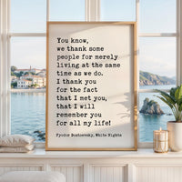 Fyodor Dostoevsky Wall Art, White Nights Quote, Typography Art Print, Literature