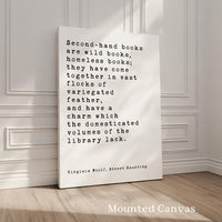 Virginia Woolf Quote Print, Second Hand Books Wall Art, Literary Typography, Book Lover Gift
