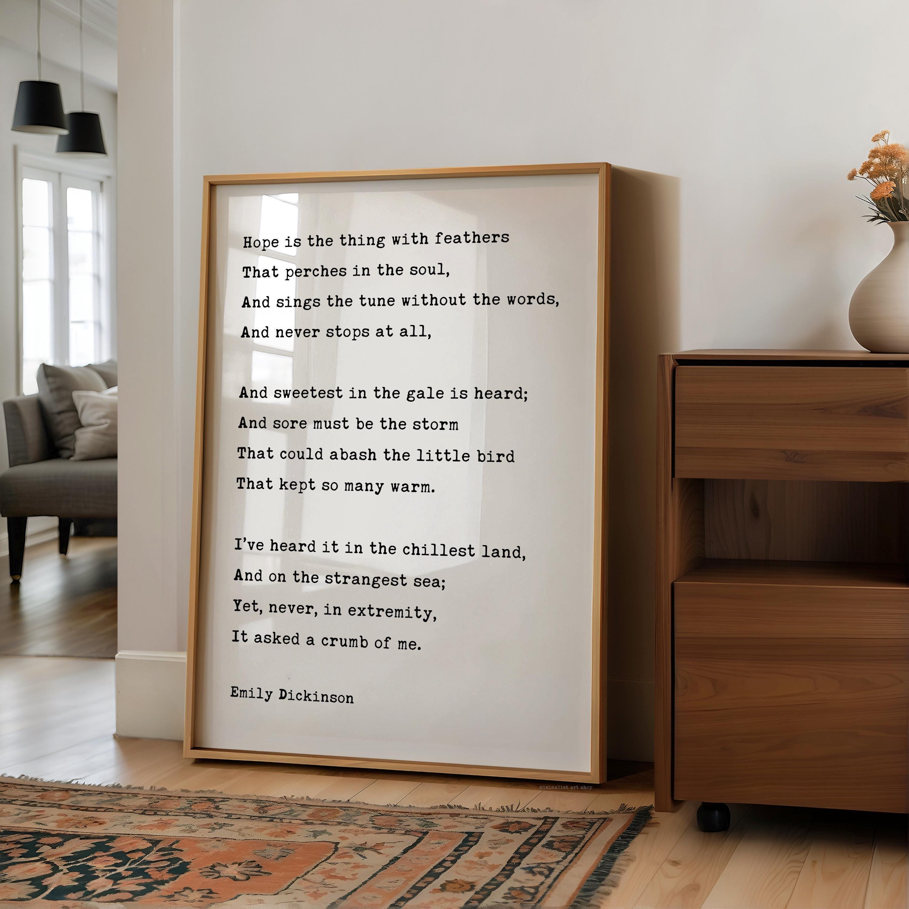 Hope Is The Thing With Feathers, Emily Dickinson Poem, Typography Art Print