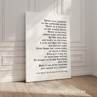 Lord Byron Quote Print “There Is a Pleasure in the Pathless Woods” Wall Art, Nature Lover