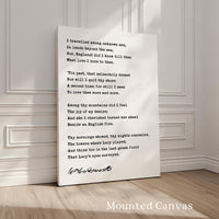 I Travelled Among Unknown Men, William Wordsworth Poem, Typography Art Print, (1799)