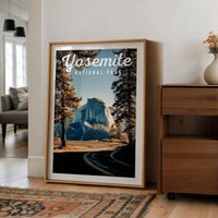 Yosemite National Park Print, Travel Poster, California Wall Art, Mountain Landscape Decor