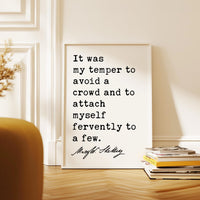 It Was My Temper To Avoid a Crowd • Mary Shelley Quote Wall Art • Introvert