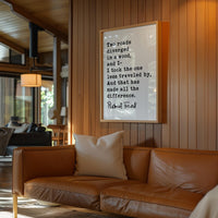 The Road Less Traveled Print, Robert Frost Quote, The Road Not Taken, Wall Art, Minimalist Decor