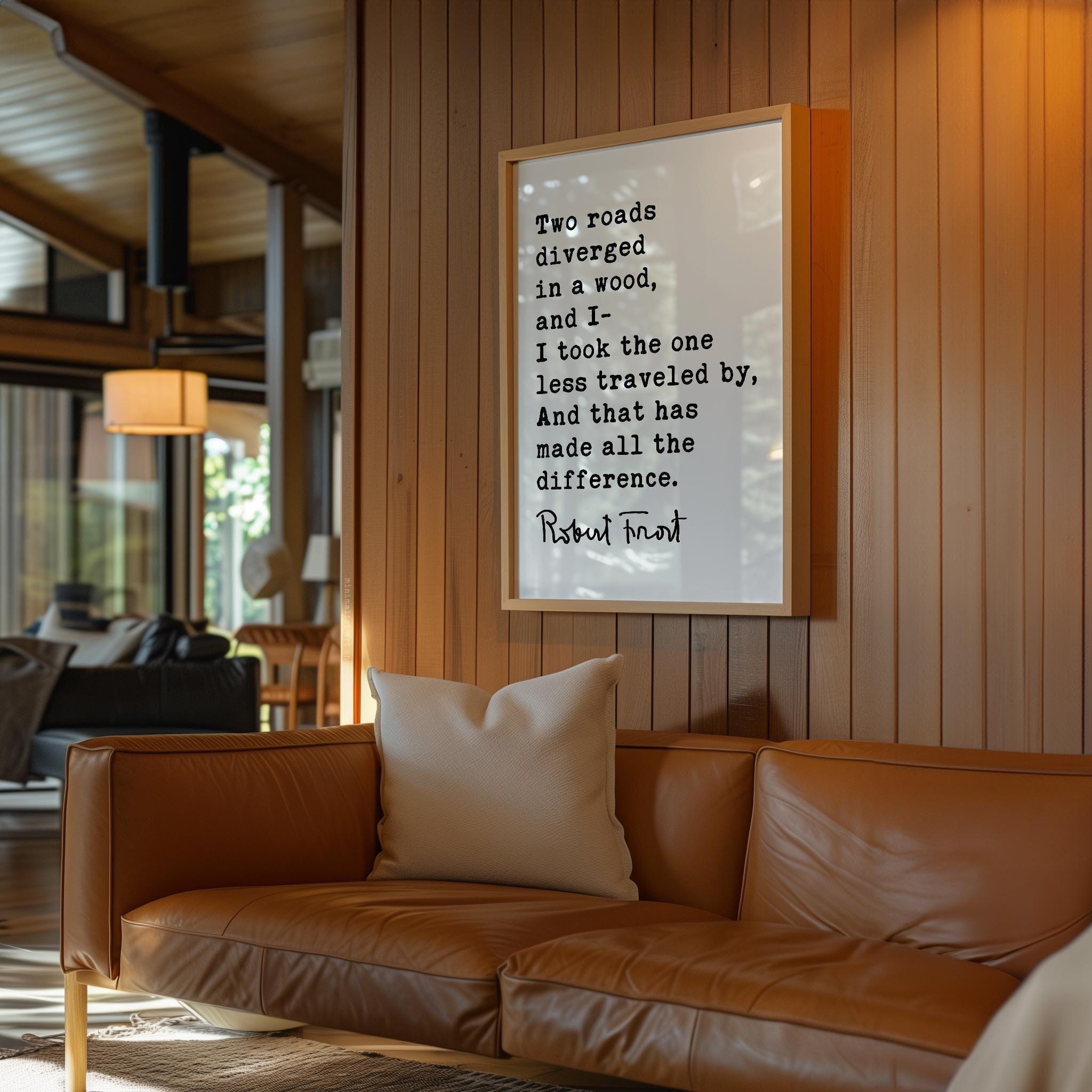 The Road Less Traveled Print, Robert Frost Quote, The Road Not Taken, Wall Art, Minimalist Decor