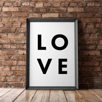 LOVE Typography Print, Home Wall Decor - Minimalist Decor - Wedding Gift - Anniversary Gift - Black and White Print