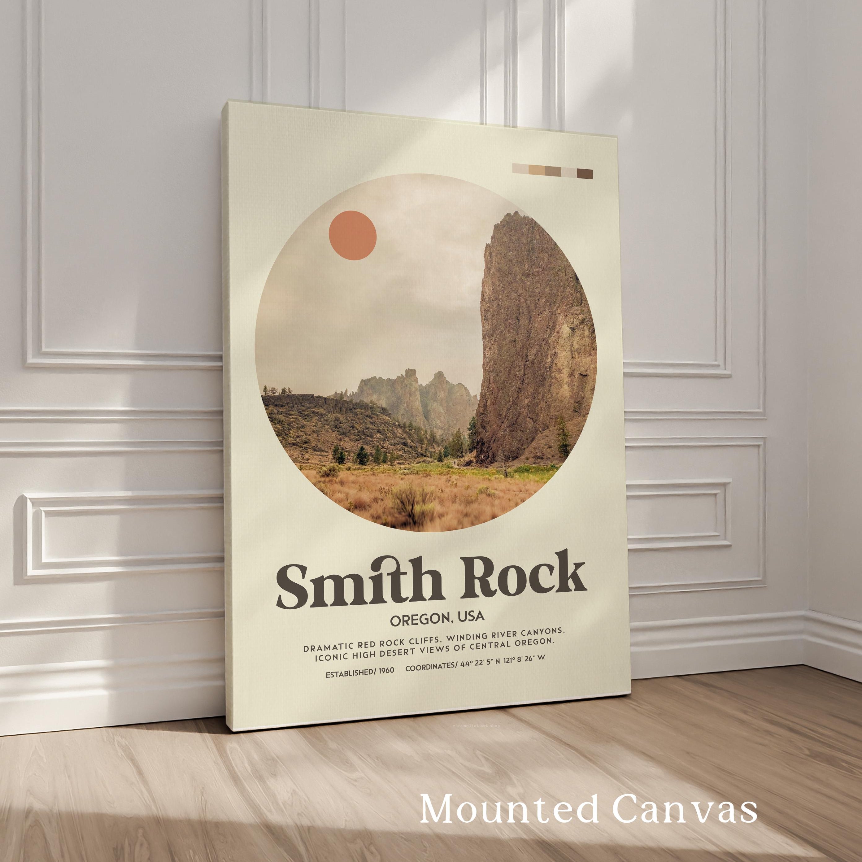 Smith Rock Oregon Print - Mid-Century Travel Poster - Wall Art - Nature Decor