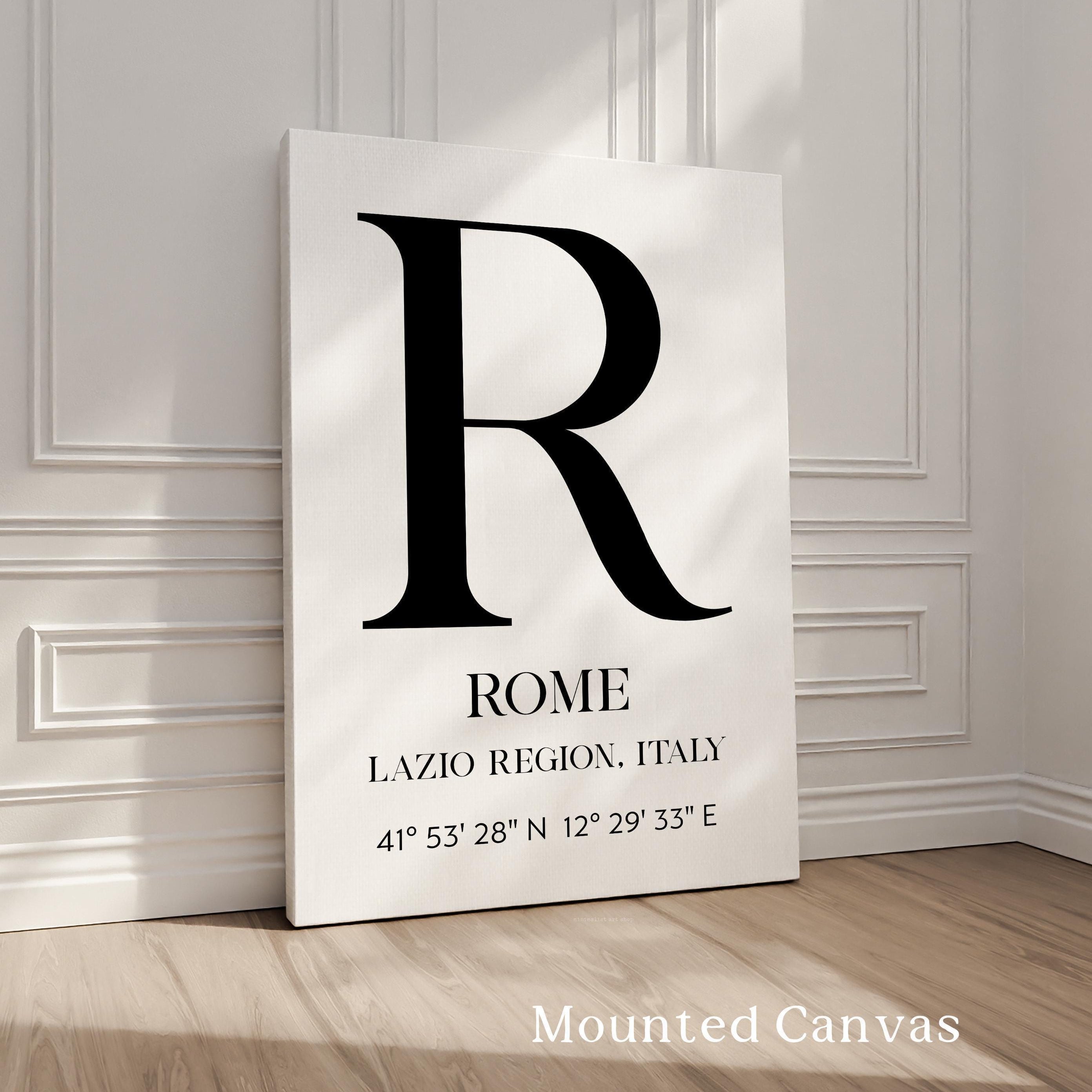 Rome, Italy with GPS Coordinates Minimalist Typography Art Print, Lazio Region, Travel, Adventure