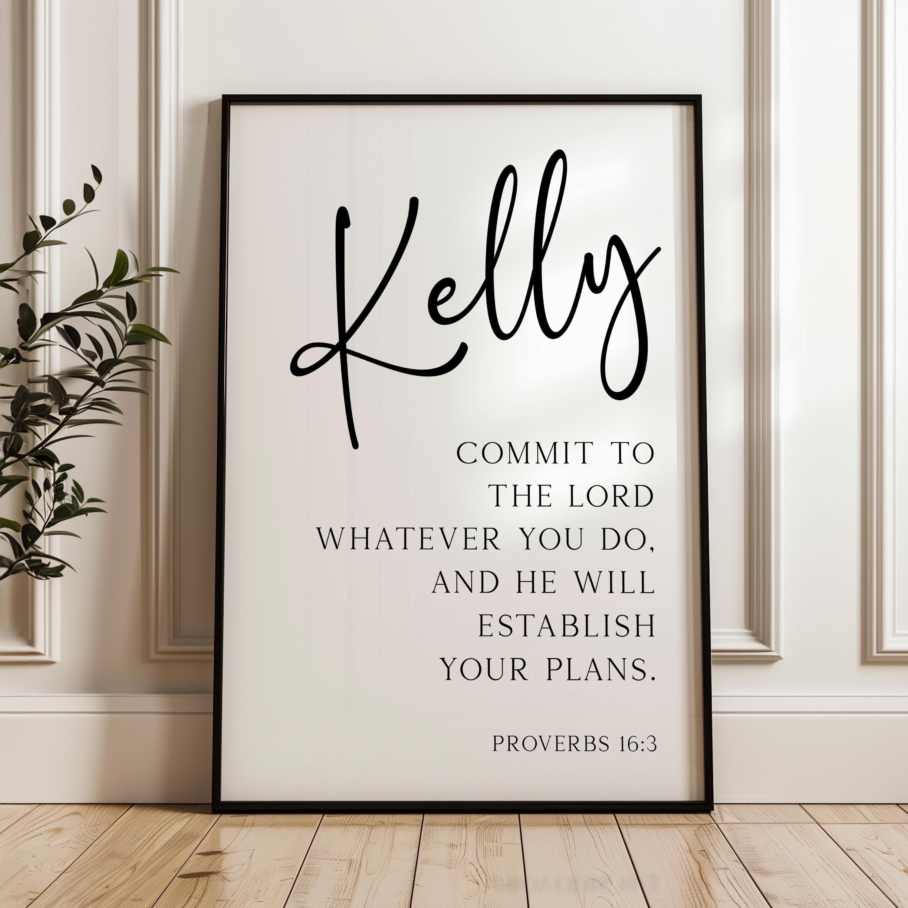 Commit to the Lord, Proverbs 16:3, Personalized Typography Art Print