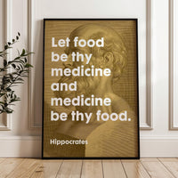 Let food be thy medicine and medicine be thy food. Hippocrates Quote, Typography Art Print Art, Health, Fitness, Nutrition, Kitchen