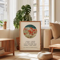 Wuthering Heights Quote Wall Art, Emily Bronte Literary Print, I Wish I Were a Girl Again