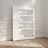 I Wandered Lonely as a Cloud Poem, William Wordsworth Daffodils Poetry, Typography Art Print (1804)