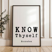 Know Thyself, Socrates Quote, Typography Art Print, Stoic Philosophy