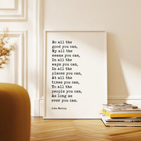 Do All The Good You Can Print, John Wesley Quote Wall Art, Inspirational Decor